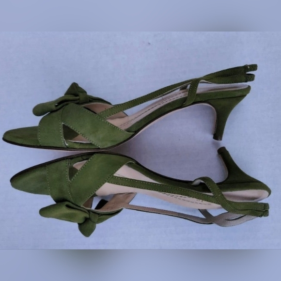 Kate Spade open toe heels (Moss Green /6M) Suade, Made in Italy, gently used - Picture 4 of 14